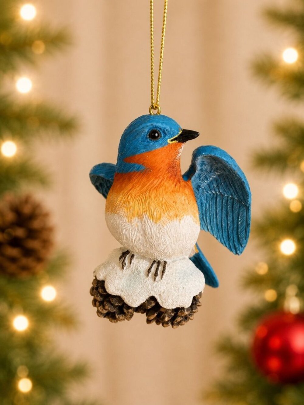 Danbury Mint Bluebird Hanging Ornament Multicolor Resin Textured